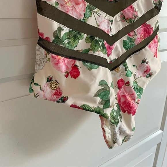 NWOT Leonisa floral mesh compression shapewear one piece swim suit 15019 - Picture 9 of 11